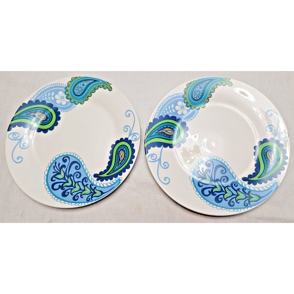 Set Of 2 Royal Norfolk Plates Blue Paisley  LOOK NEW